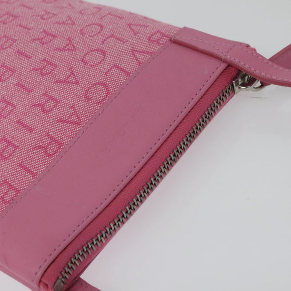 BVLGARI Logo Mania Shoulder Bag Canvas Pink Silver Auth bs28986