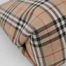 BURBERRY Nova Check Hand Bag Nylon Leather Beige Silver Auth bs28988-13