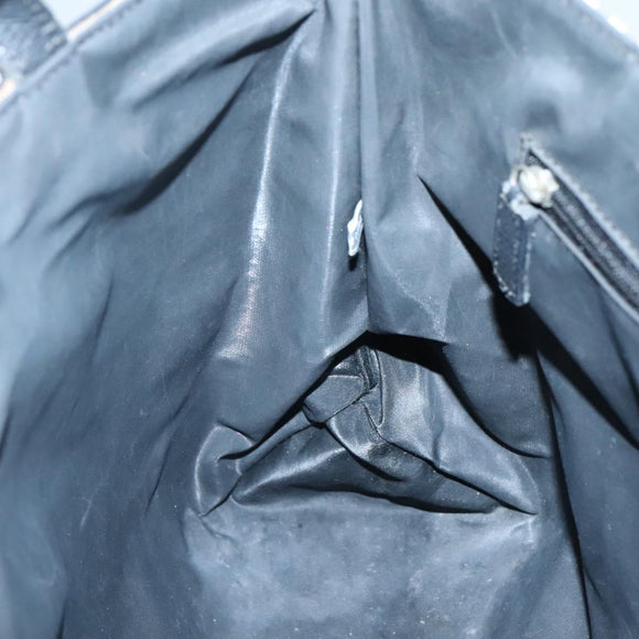 BURBERRY Nova Check Hand Bag Nylon Leather Beige Silver Auth bs28988