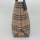 BURBERRY Nova Check Hand Bag Nylon Leather Beige Silver Auth bs28988-4