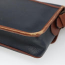 Burberrys Shoulder Bag Leather PVC Navy Gold Auth bs28989-16