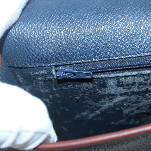 Burberrys Shoulder Bag Leather PVC Navy Gold Auth bs28989