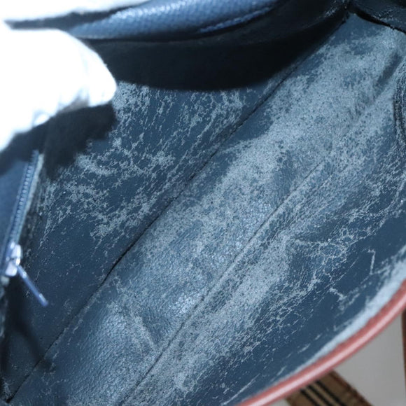 Burberrys Shoulder Bag Leather PVC Navy Gold Auth bs28989