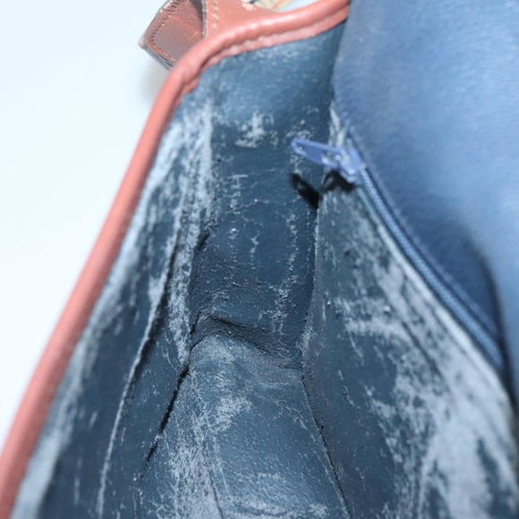 Burberrys Shoulder Bag Leather PVC Navy Gold Auth bs28989