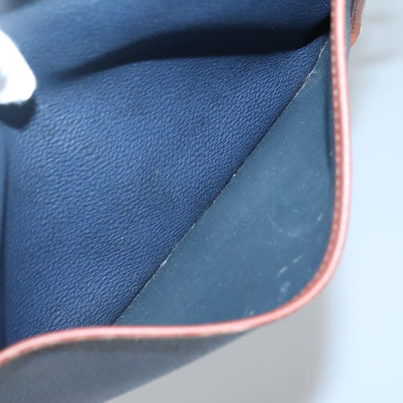 Burberrys Shoulder Bag Leather PVC Navy Gold Auth bs28989