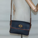 Burberrys Shoulder Bag Leather PVC Navy Gold Auth bs28989-22