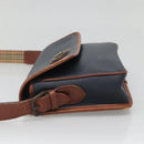 Burberrys Shoulder Bag Leather PVC Navy Gold Auth bs28989-3