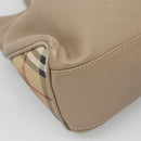 BURBERRY Hand Bag Leather Beige Silver Auth bs28991-14