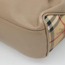 BURBERRY Hand Bag Leather Beige Silver Auth bs28991-15