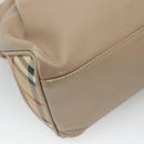 BURBERRY Hand Bag Leather Beige Silver Auth bs28991-16