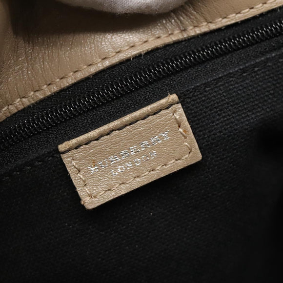 BURBERRY Hand Bag Leather Beige Silver Auth bs28991