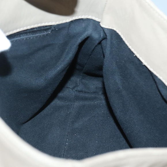 BURBERRY Hand Bag Leather Beige Silver Auth bs28991