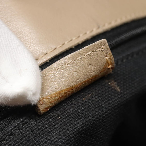 BURBERRY Hand Bag Leather Beige Silver Auth bs28991