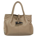 BURBERRY Hand Bag Leather Beige Silver Auth bs28991-13