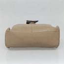 BURBERRY Hand Bag Leather Beige Silver Auth bs28991-5