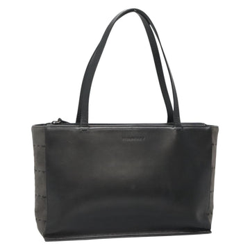 BURBERRY Tote Bag Leather Suede Black Silver Auth bs28992