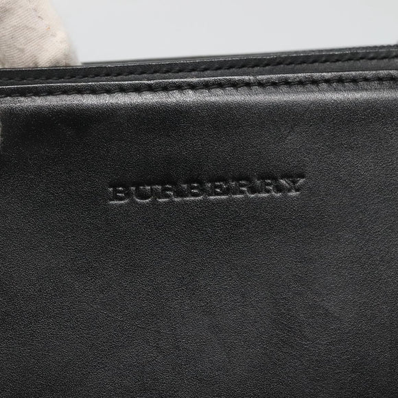 BURBERRY Tote Bag Leather Suede Black Silver Auth bs28992