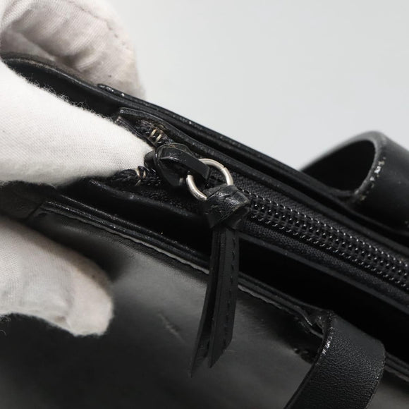 BURBERRY Tote Bag Leather Suede Black Silver Auth bs28992