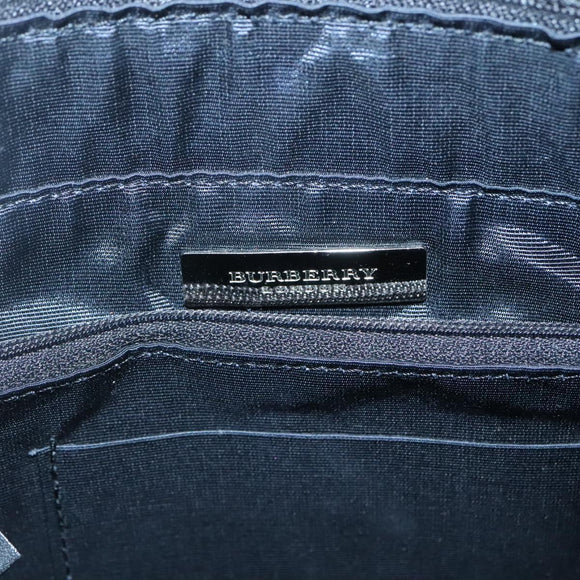 BURBERRY Tote Bag Leather Suede Black Silver Auth bs28992