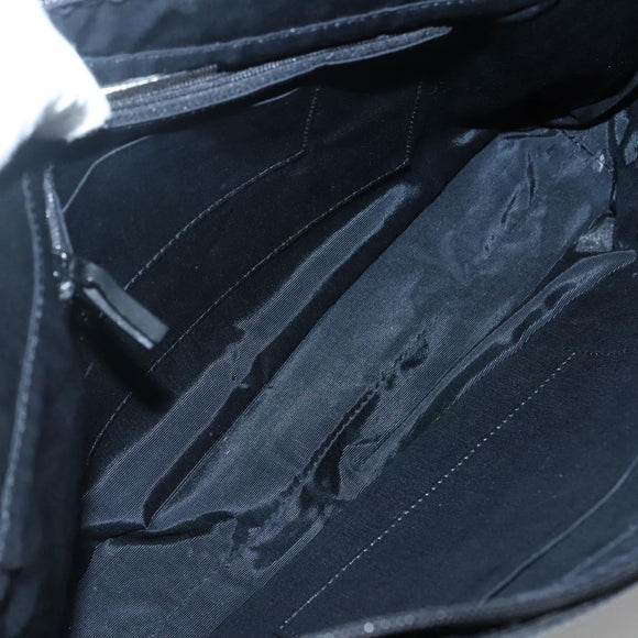 BURBERRY Tote Bag Leather Suede Black Silver Auth bs28992