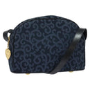 SAINT LAURENT Shoulder Bag Canvas Navy Gold Auth bs28993-1
