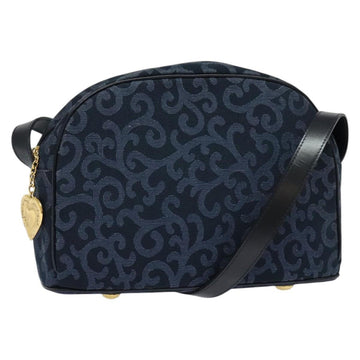 SAINT LAURENT Shoulder Bag Canvas Navy Gold Auth bs28993