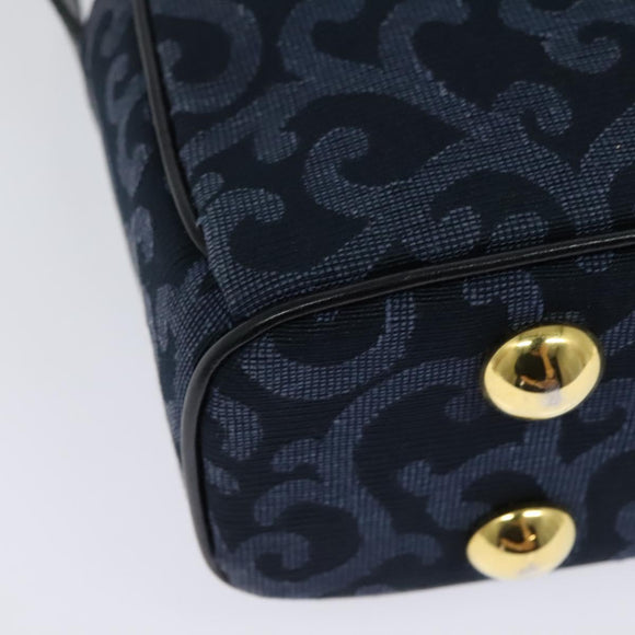 SAINT LAURENT Shoulder Bag Canvas Navy Gold Auth bs28993