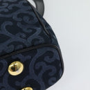 SAINT LAURENT Shoulder Bag Canvas Navy Gold Auth bs28993-17