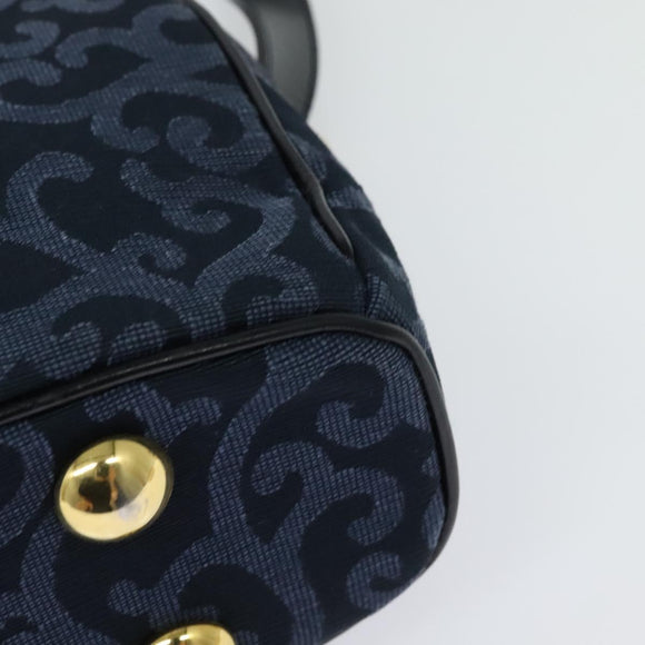 SAINT LAURENT Shoulder Bag Canvas Navy Gold Auth bs28993