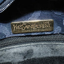 SAINT LAURENT Shoulder Bag Canvas Navy Gold Auth bs28993-10