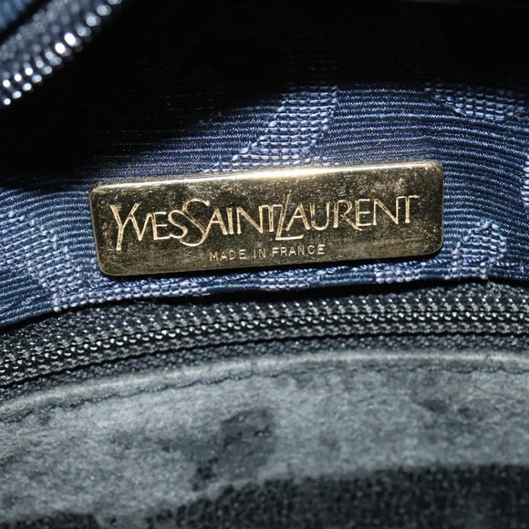SAINT LAURENT Shoulder Bag Canvas Navy Gold Auth bs28993