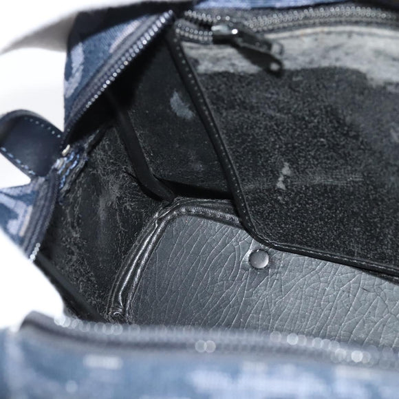 SAINT LAURENT Shoulder Bag Canvas Navy Gold Auth bs28993