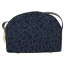 SAINT LAURENT Shoulder Bag Canvas Navy Gold Auth bs28993-13