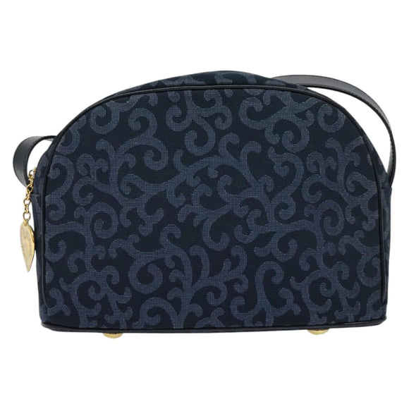 SAINT LAURENT Shoulder Bag Canvas Navy Gold Auth bs28993