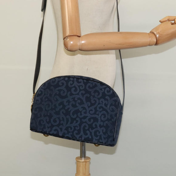 SAINT LAURENT Shoulder Bag Canvas Navy Gold Auth bs28993