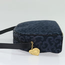 SAINT LAURENT Shoulder Bag Canvas Navy Gold Auth bs28993-3