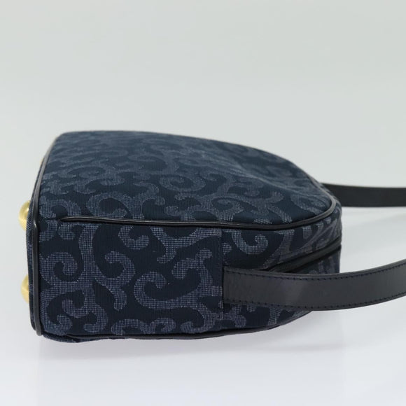 SAINT LAURENT Shoulder Bag Canvas Navy Gold Auth bs28993