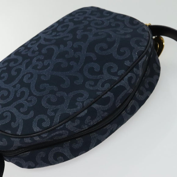 SAINT LAURENT Shoulder Bag Canvas Navy Gold Auth bs28993