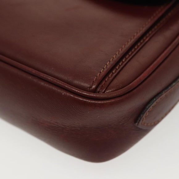CARTIER Must Line Shoulder Bag Leather Bordeaux Gold Auth bs28999