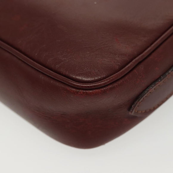 CARTIER Must Line Shoulder Bag Leather Bordeaux Gold Auth bs28999