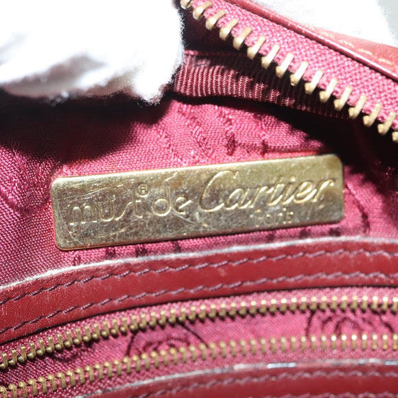 CARTIER Must Line Shoulder Bag Leather Bordeaux Gold Auth bs28999