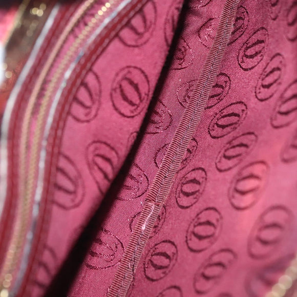 CARTIER Must Line Shoulder Bag Leather Bordeaux Gold Auth bs28999