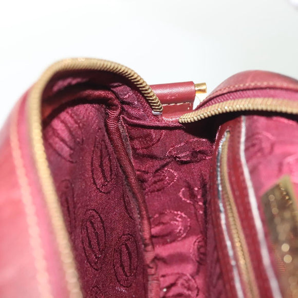 CARTIER Must Line Shoulder Bag Leather Bordeaux Gold Auth bs28999