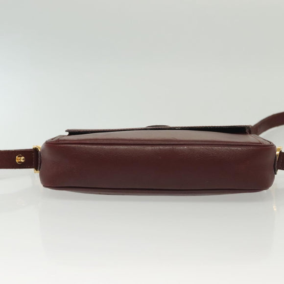CARTIER Must Line Shoulder Bag Leather Bordeaux Gold Auth bs28999