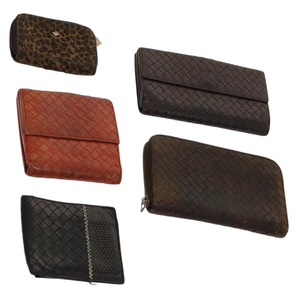 BOTTEGA VENETA Wallet Leather nylon 5Set Brown Black Red Auth bs29005