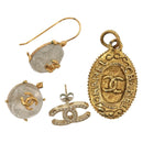 CHANEL Earring metal 4Set Gold CC Auth bs29012-1