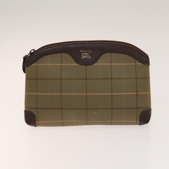 BURBERRY Clutch Bag Canvas Leather 4Set Beige Brown black Auth bs29014