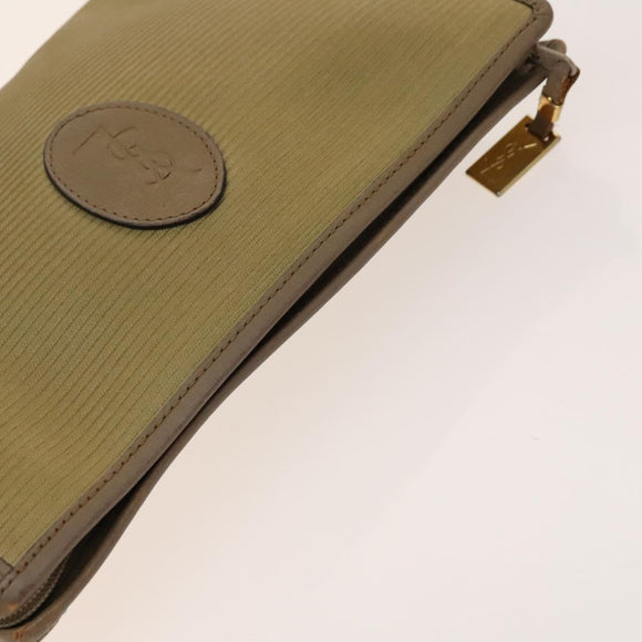 SAINT LAURENT Shoulder Bag Leather PVC 3Set Beige Gold Auth bs29015