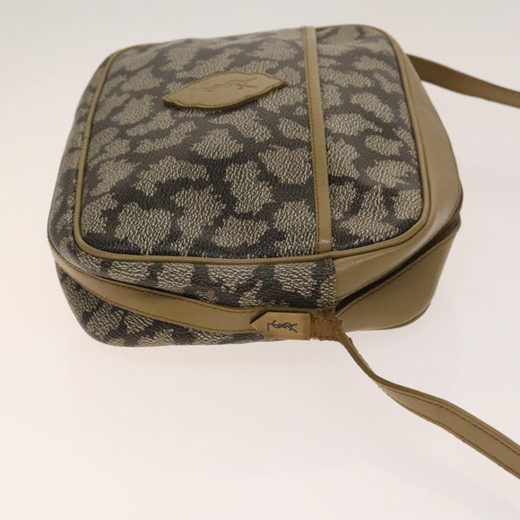 SAINT LAURENT Shoulder Bag Leather PVC 3Set Beige Gold Auth bs29015