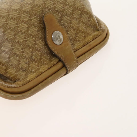 CELINE Macadam Canvas Hand Bag PVC 3Set Beige Brown gold Auth bs29016